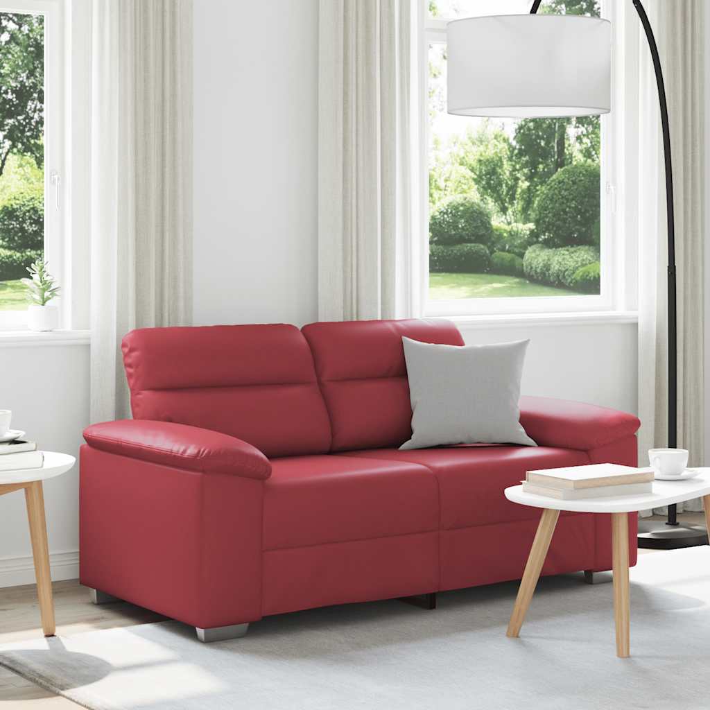 vidaXL Sofa 2-osobowa w kolorze czerwonego wina 160x81x84 cm, skóra ekologiczna