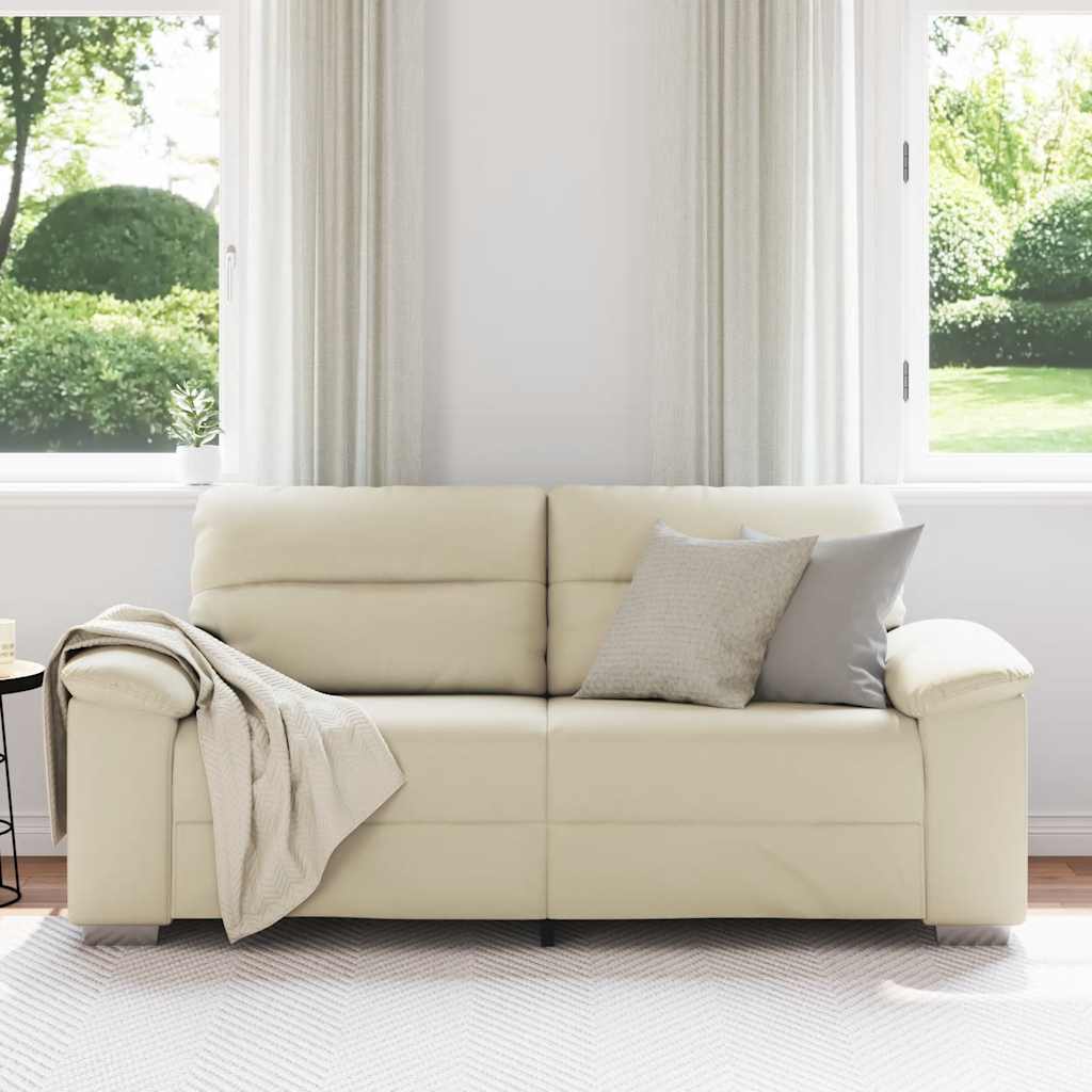 vidaXL Sofa 2-osobowa kremowa 180x81x84 cm ze skóry ekologicznej
