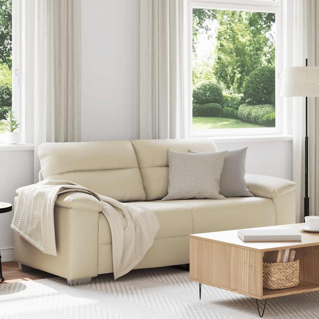 vidaXL Sofa 2-osobowa kremowa 180x81x84 cm ze skóry ekologicznej