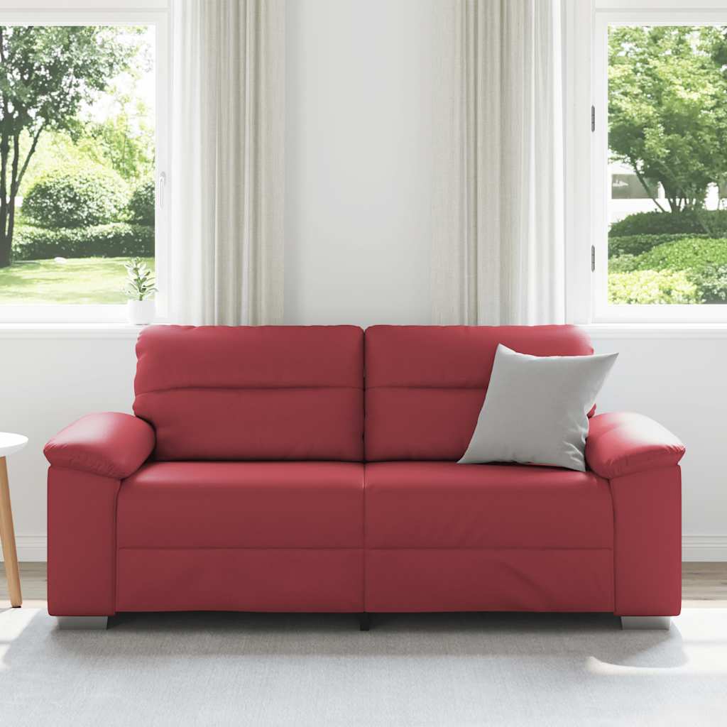 vidaXL Sofa 2-osobowa w kolorze czerwonego wina 180x81x84 cm, skóra ekologiczna