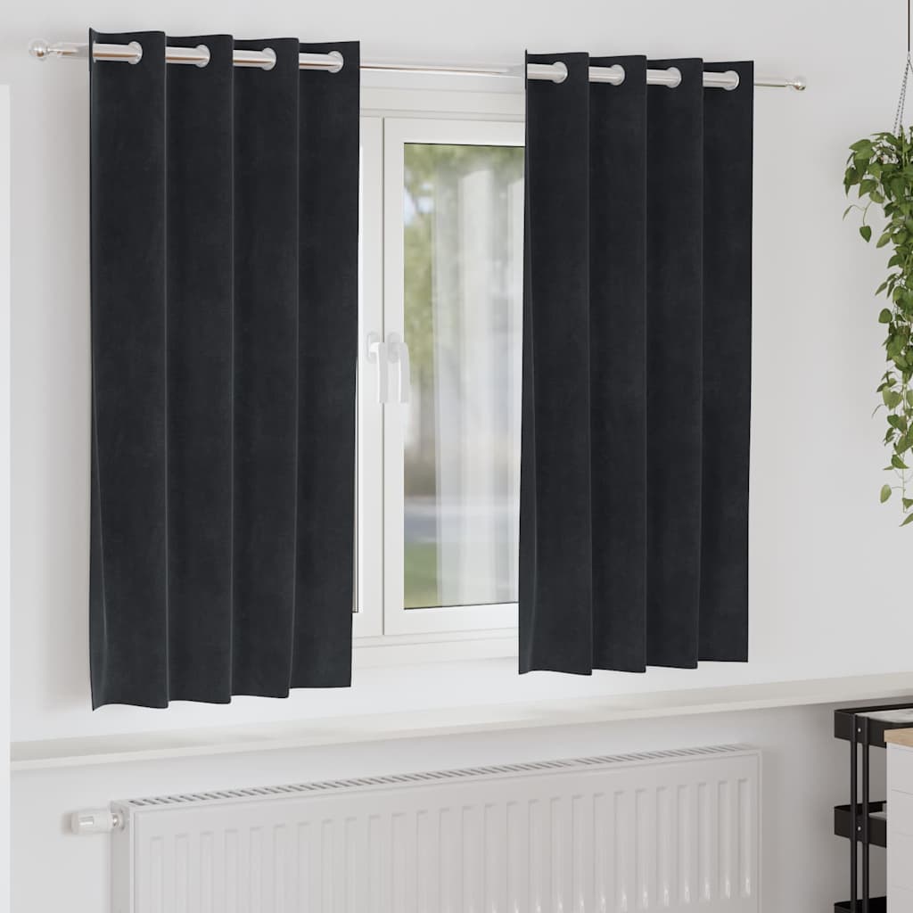 vidaXL Zasłony zaciemniające 2 pcs Czarny 140 x 175 cm Aksamit