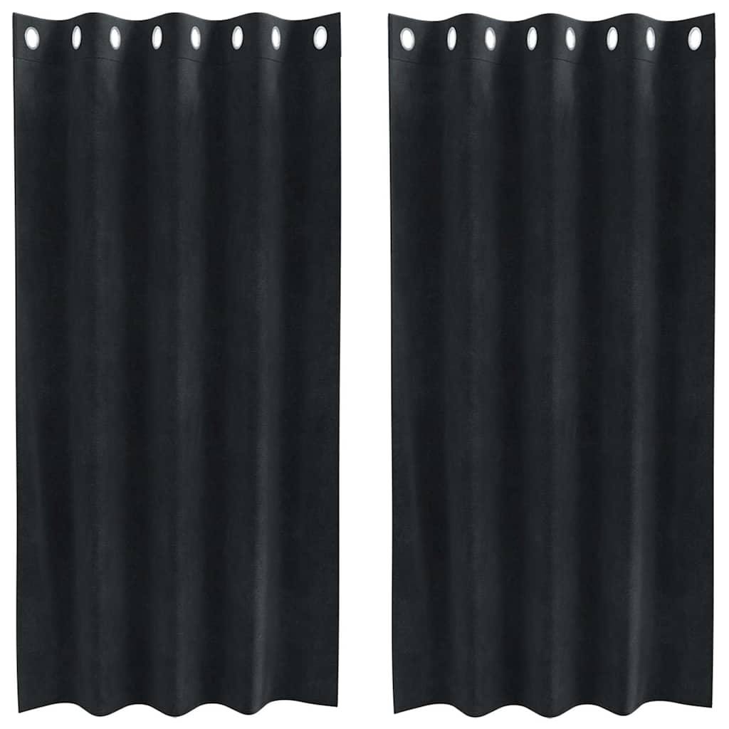 vidaXL Zasłony zaciemniające 2 pcs Czarny 140 x 175 cm Aksamit