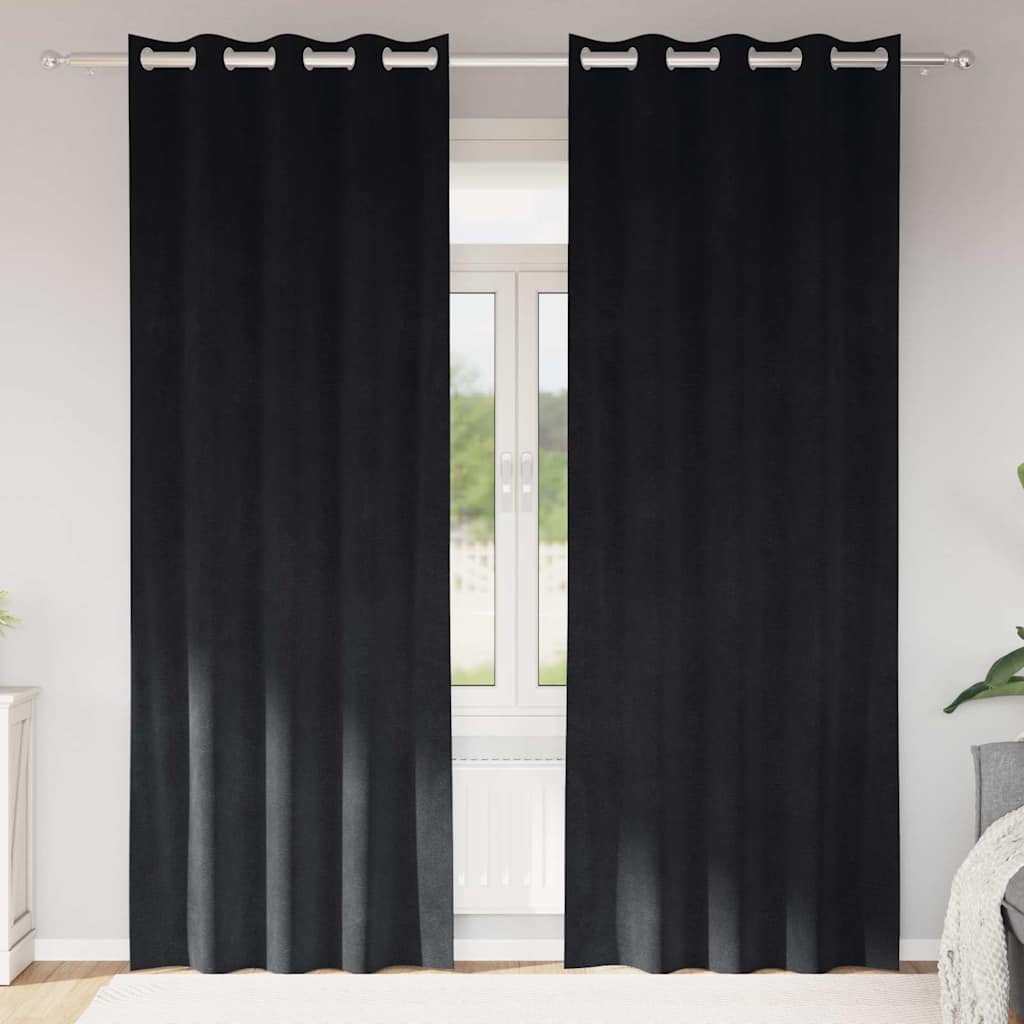 vidaXL Zasłony zaciemniające 2 pcs Czarny 140 x 245 cm Aksamit
