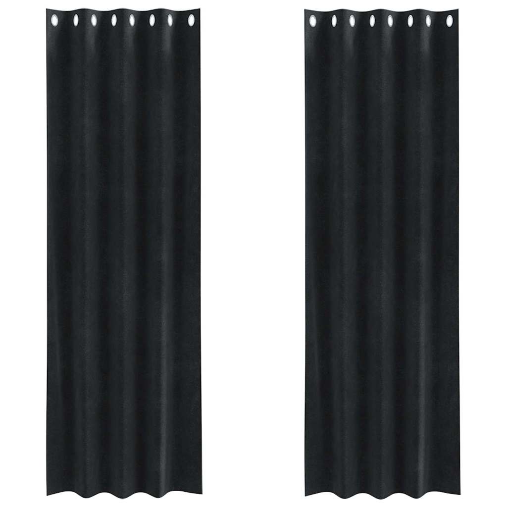 vidaXL Zasłony zaciemniające 2 pcs Czarny 140 x 245 cm Aksamit