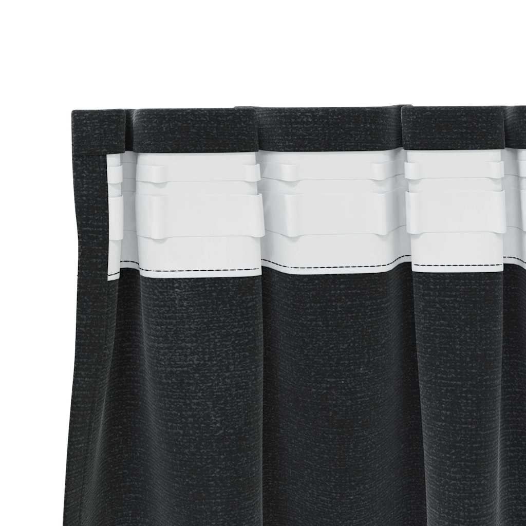 vidaXL Zasłony zaciemniające 2 pcs Czarny 140 x 140 cm Aksamit