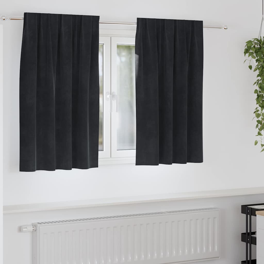 vidaXL Zasłony zaciemniające 2 pcs Czarny 140 x 140 cm Aksamit