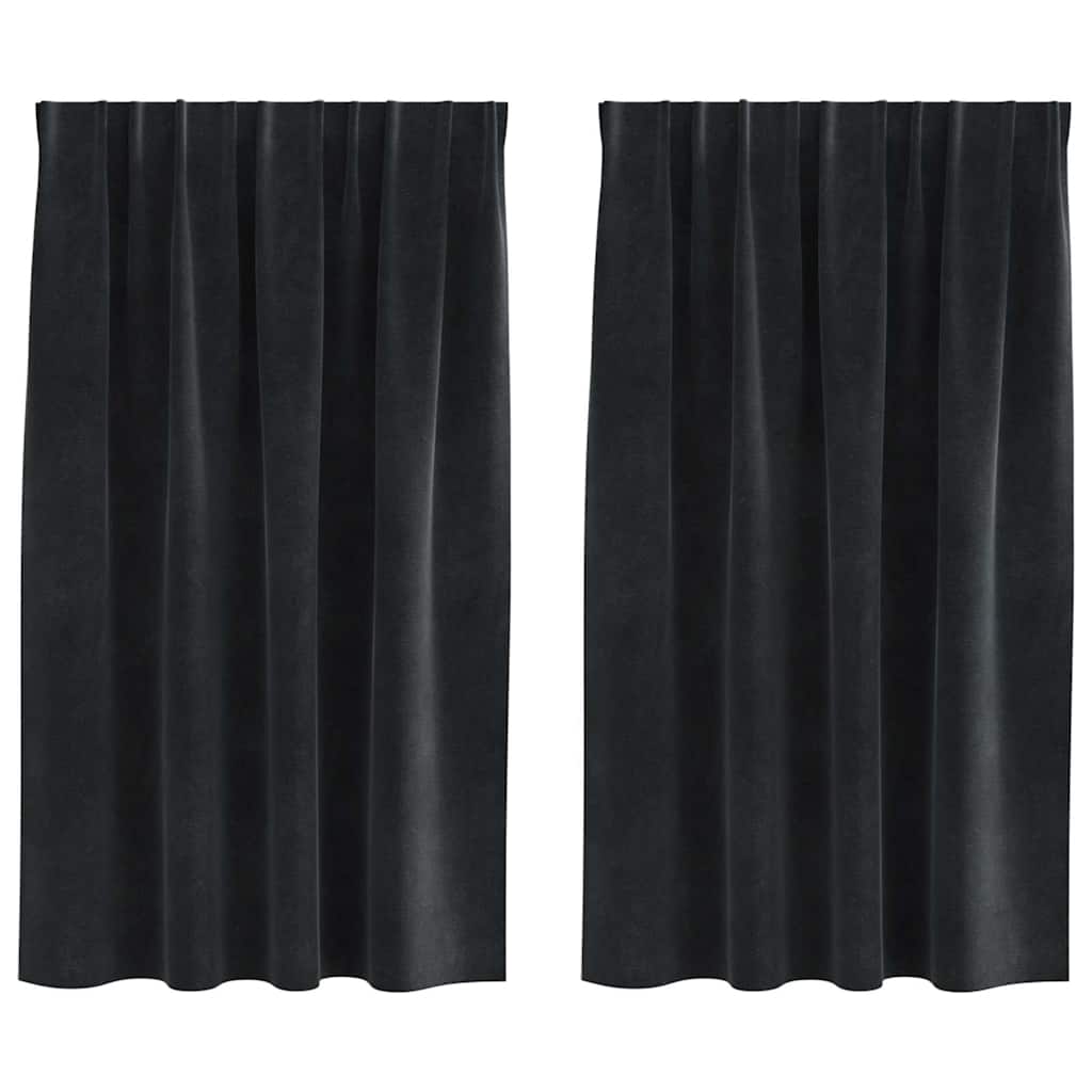 vidaXL Zasłony zaciemniające 2 pcs Czarny 140 x 140 cm Aksamit