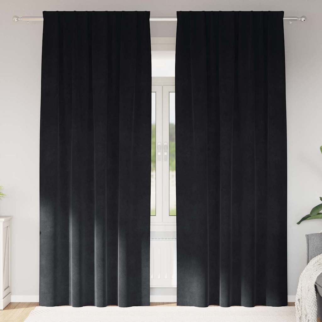 vidaXL Zasłony zaciemniające 2 pcs Czarny 140 x 225 cm Aksamit