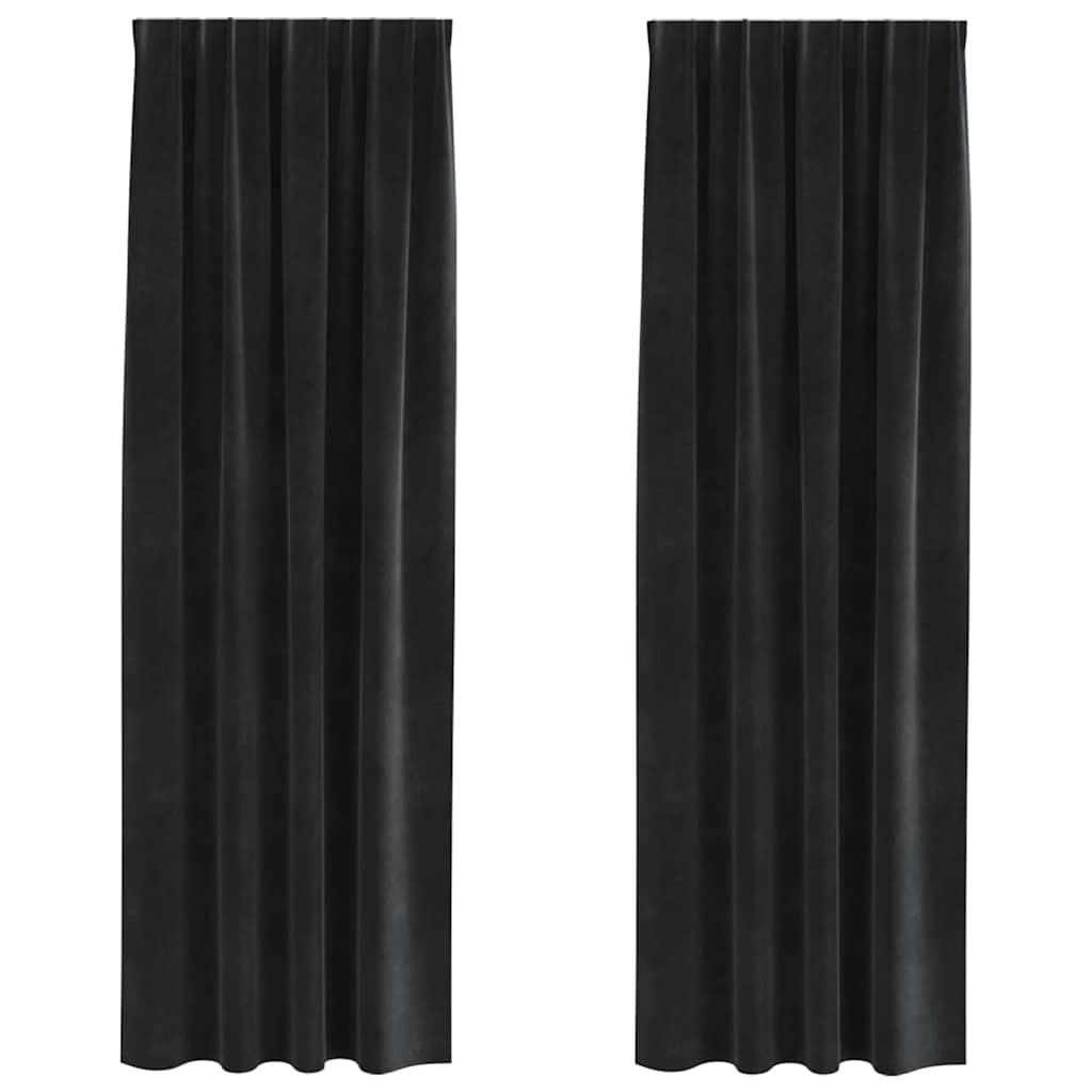 vidaXL Zasłony zaciemniające 2 pcs Czarny 140 x 225 cm Aksamit