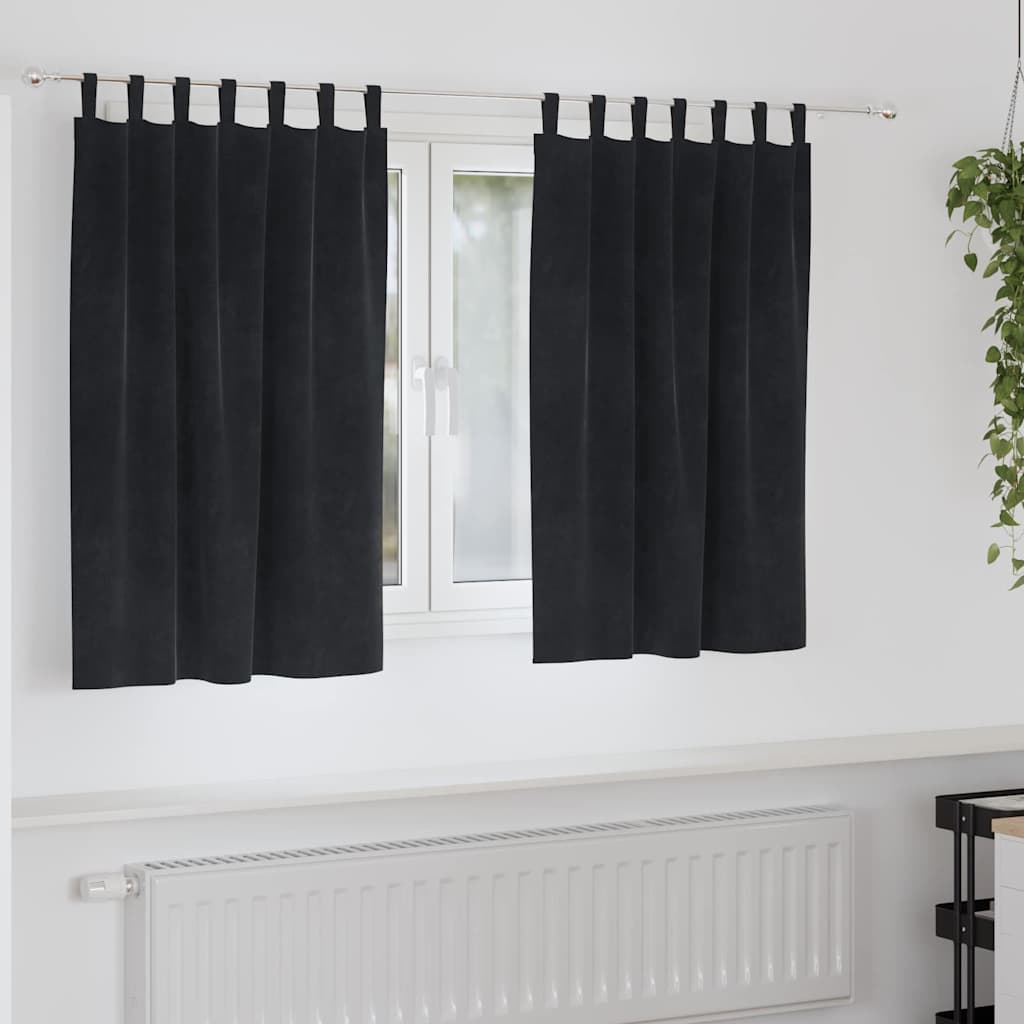 vidaXL Zasłony zaciemniające 2 pcs Czarny 140 x 140 cm Aksamit