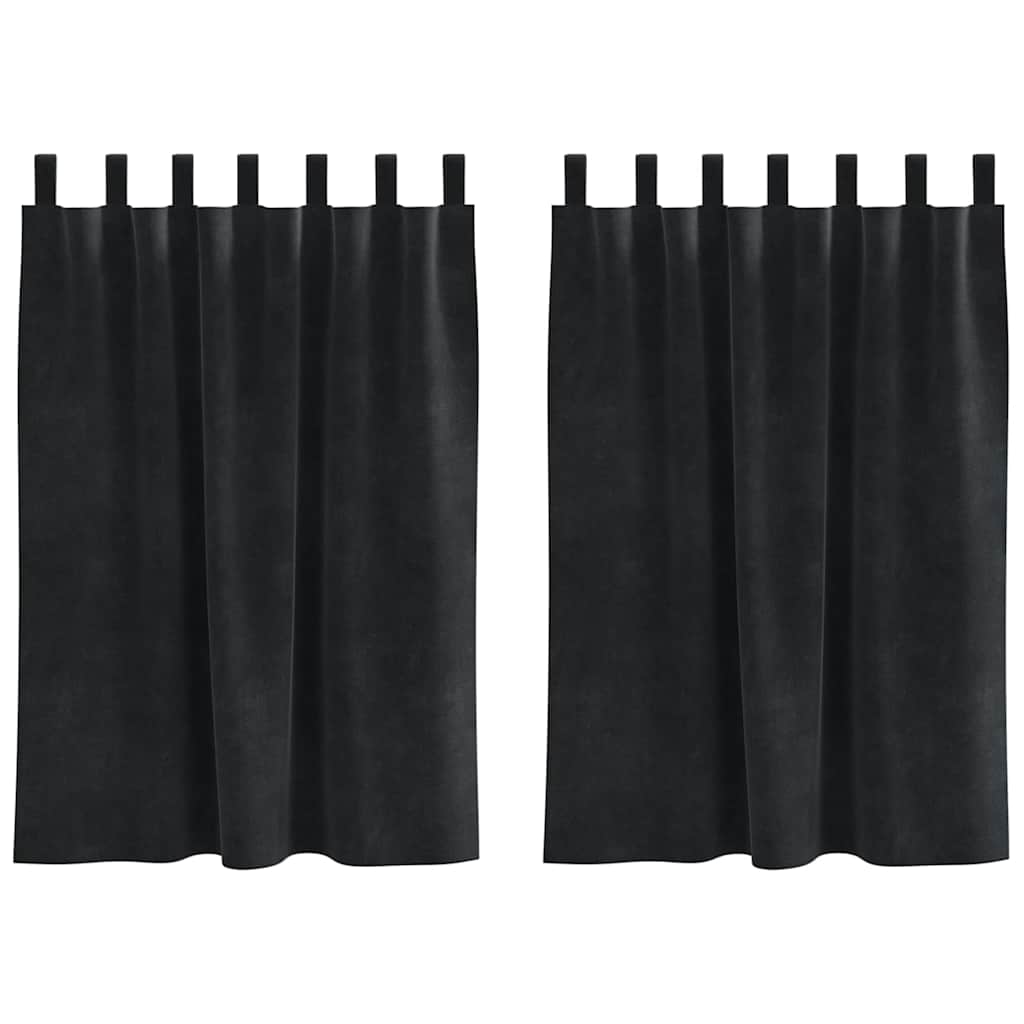vidaXL Zasłony zaciemniające 2 pcs Czarny 140 x 140 cm Aksamit