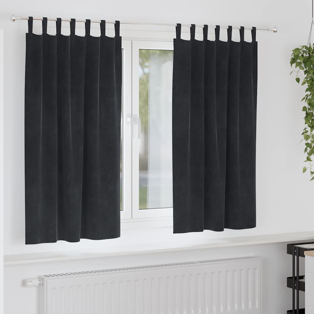 vidaXL Zasłony zaciemniające 2 pcs Czarny 140 x 175 cm Aksamit