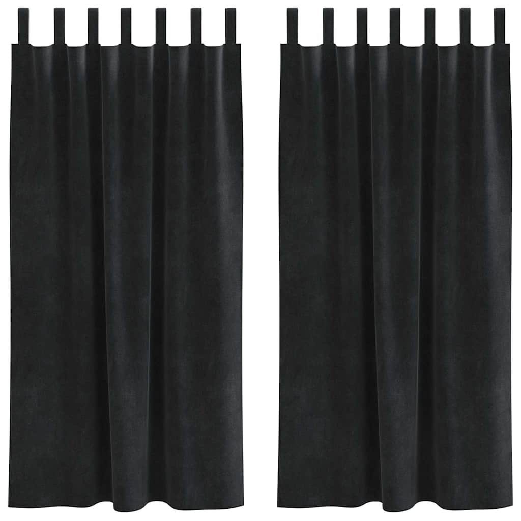 vidaXL Zasłony zaciemniające 2 pcs Czarny 140 x 175 cm Aksamit