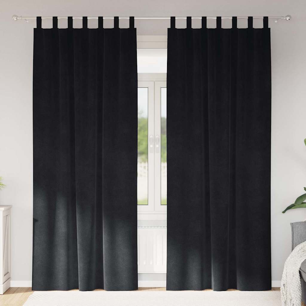 vidaXL Zasłony zaciemniające 2 pcs Czarny 140 x 225 cm Aksamit