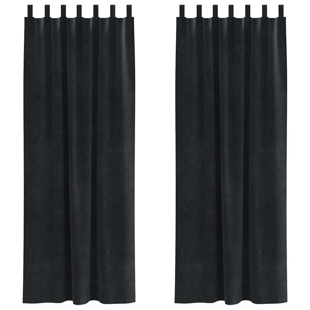 vidaXL Zasłony zaciemniające 2 pcs Czarny 140 x 225 cm Aksamit