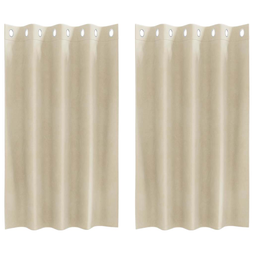 vidaXL Zasłony zaciemniające 2 pcs Kremowy 140 x 140 cm Aksamit