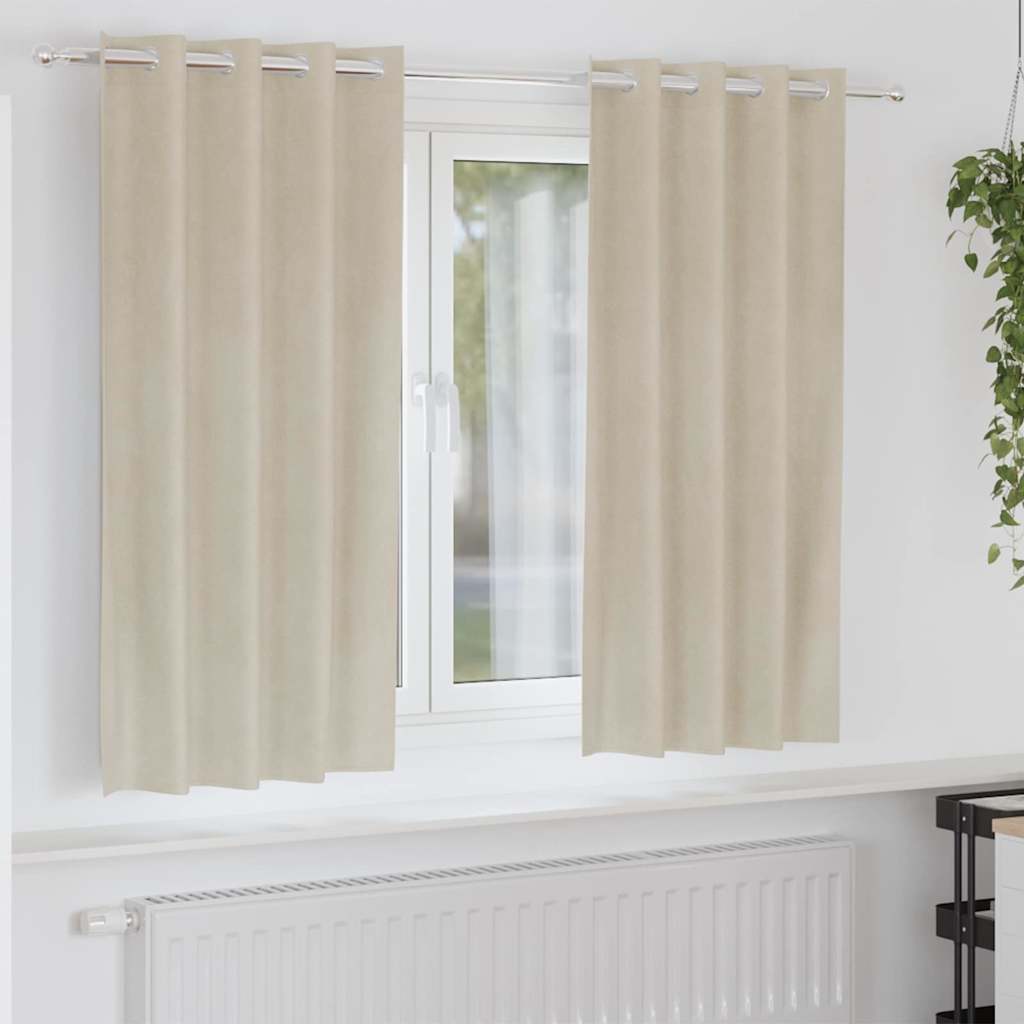 vidaXL Zasłony zaciemniające 2 pcs Kremowy 140 x 175 cm Aksamit