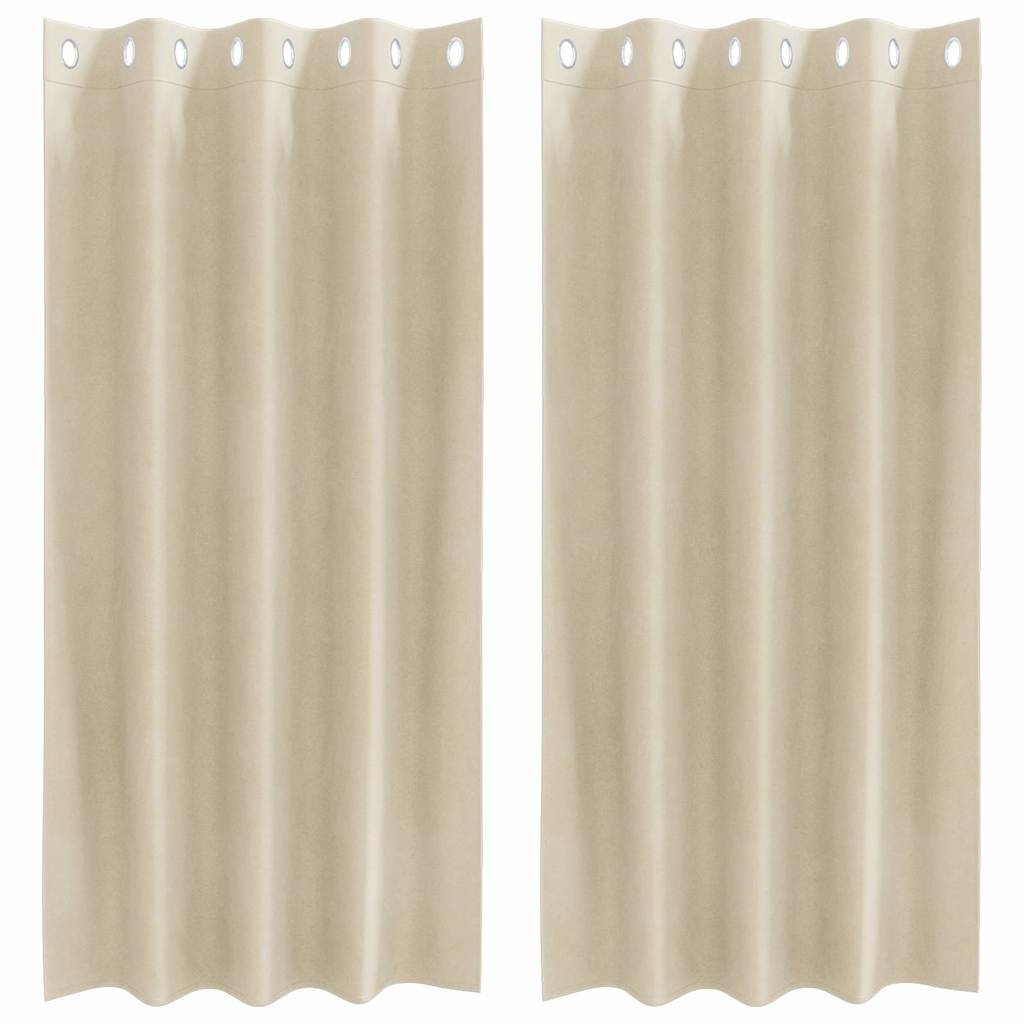 vidaXL Zasłony zaciemniające 2 pcs Kremowy 140 x 175 cm Aksamit