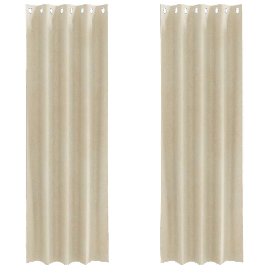 vidaXL Zasłony zaciemniające 2 pcs Kremowy 140 x 225 cm Aksamit