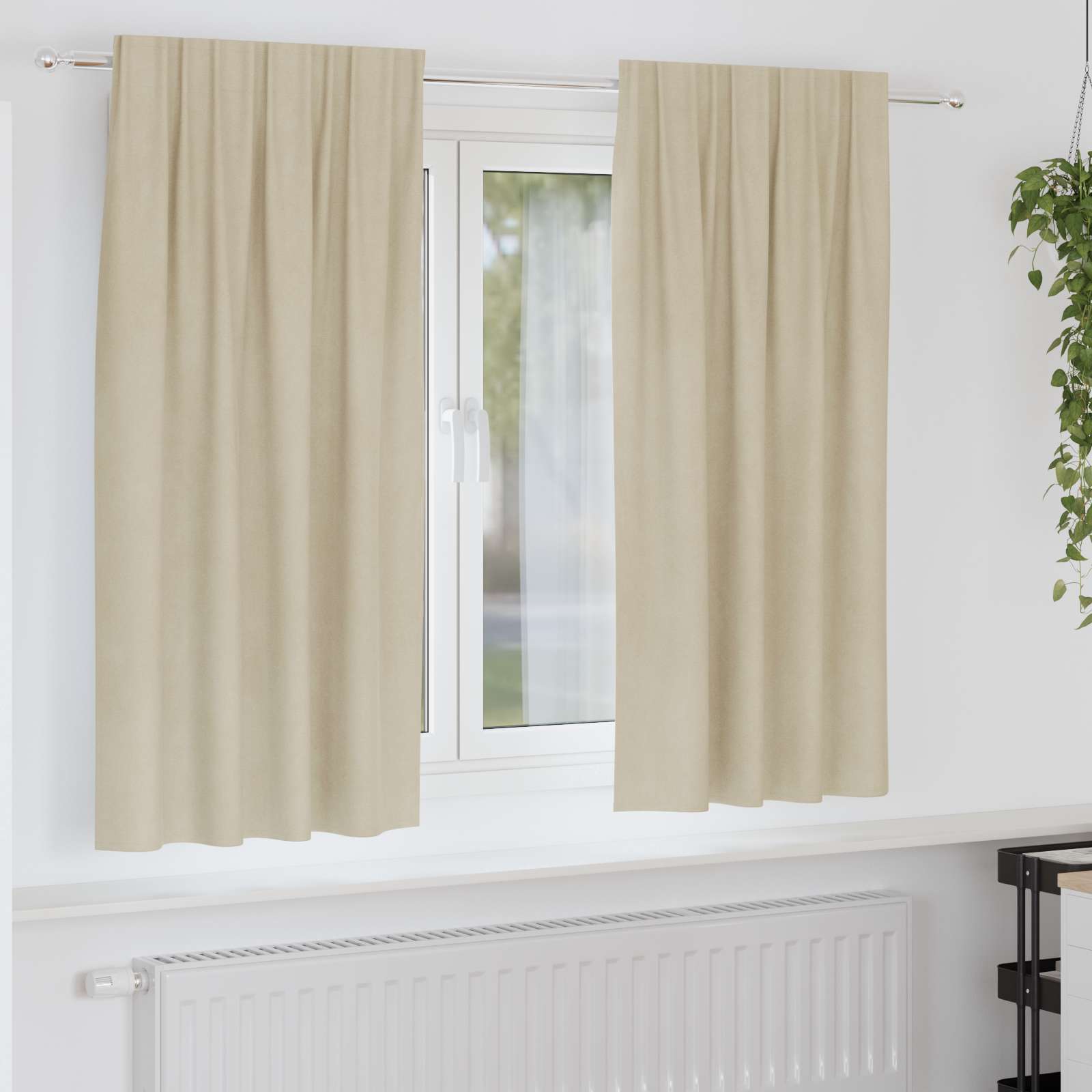 vidaXL Zasłony zaciemniające 2 pcs Kremowy 140 x 175 cm Aksamit