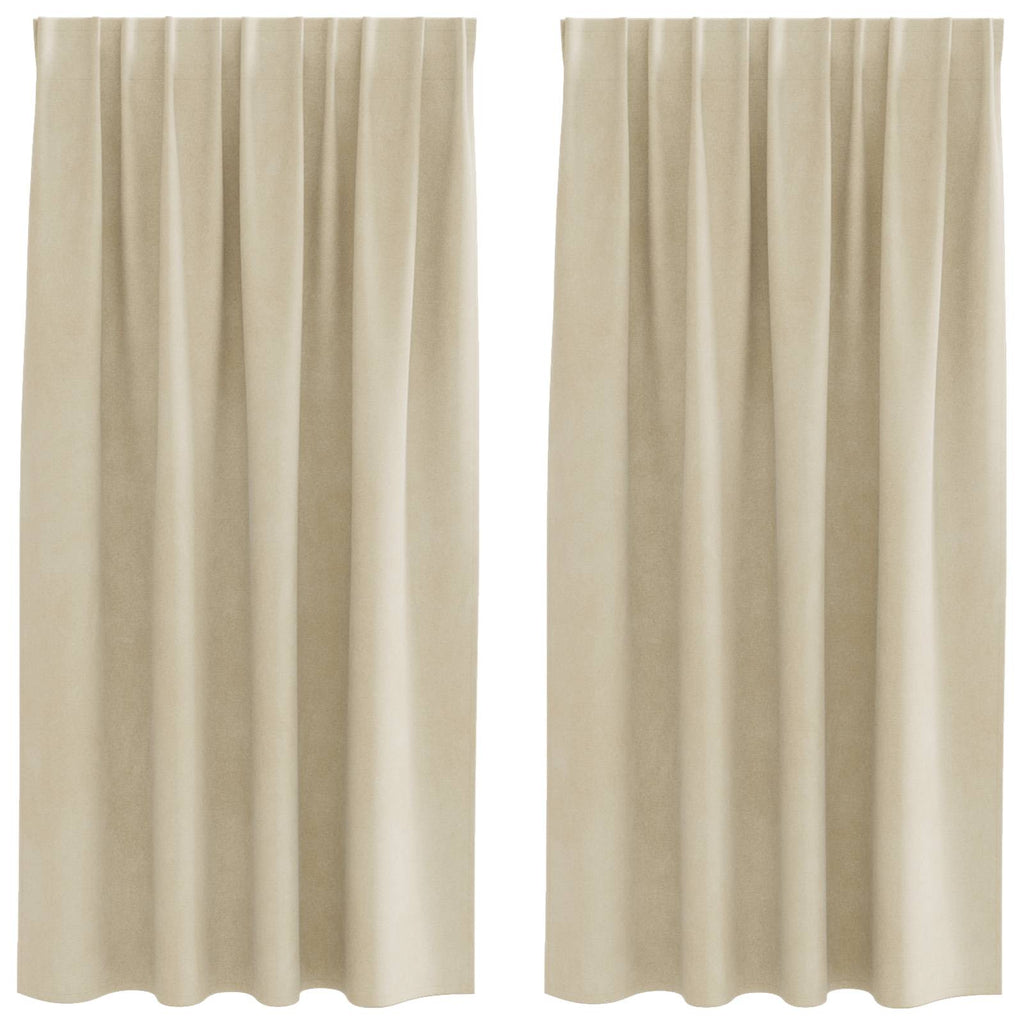 vidaXL Zasłony zaciemniające 2 pcs Kremowy 140 x 175 cm Aksamit