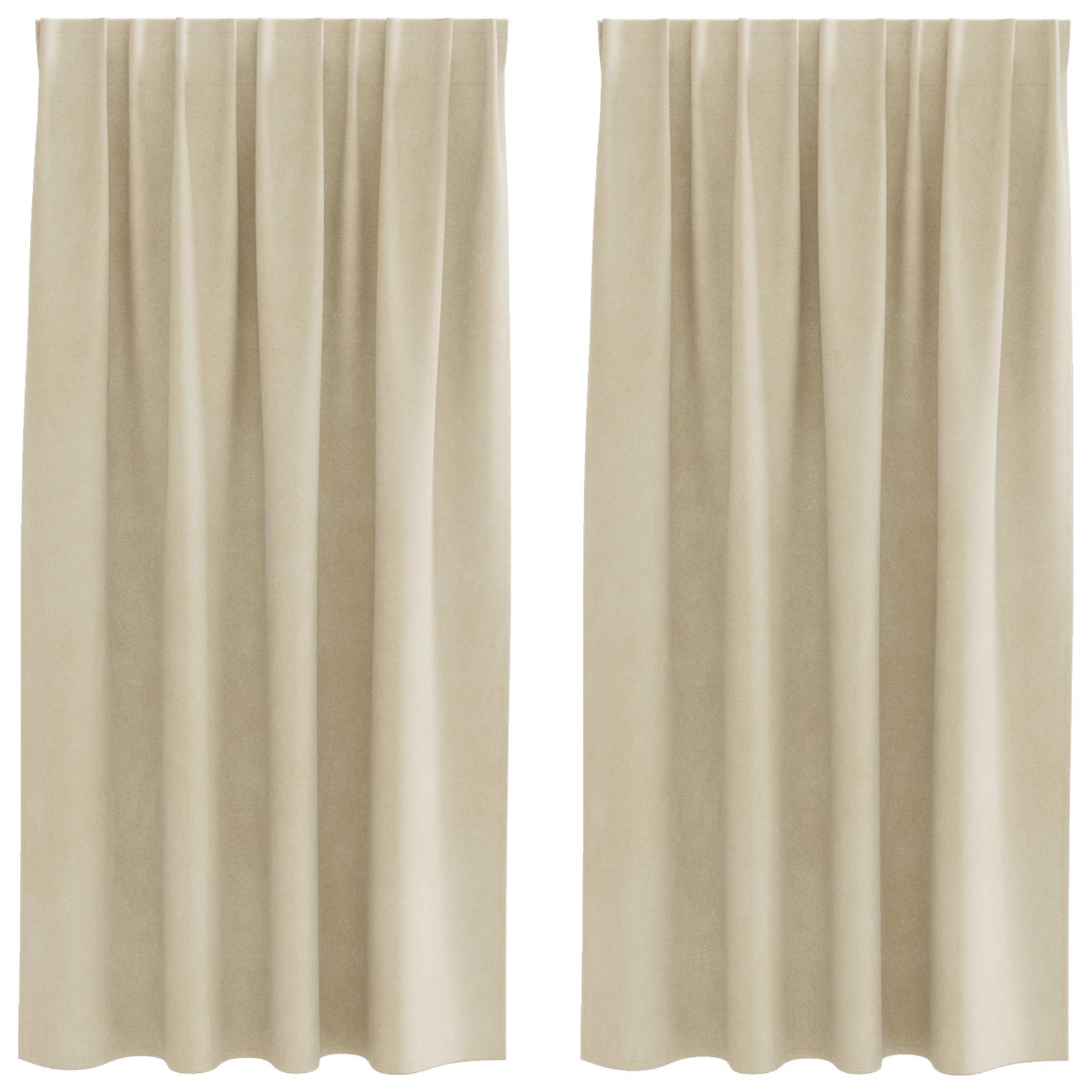 vidaXL Zasłony zaciemniające 2 pcs Kremowy 140 x 175 cm Aksamit