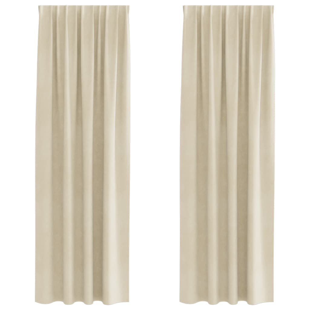 vidaXL Zasłony zaciemniające 2 pcs Kremowy 140 x 225 cm Aksamit