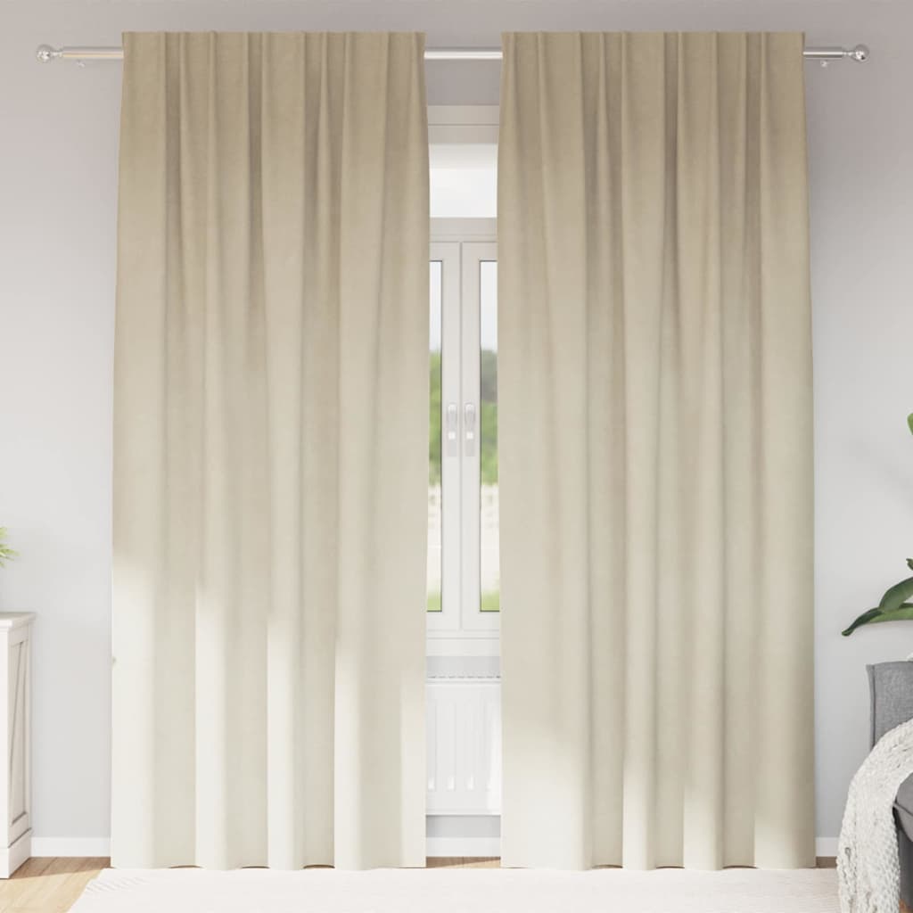 vidaXL Zasłony zaciemniające 2 pcs Kremowy 140 x 245 cm Aksamit