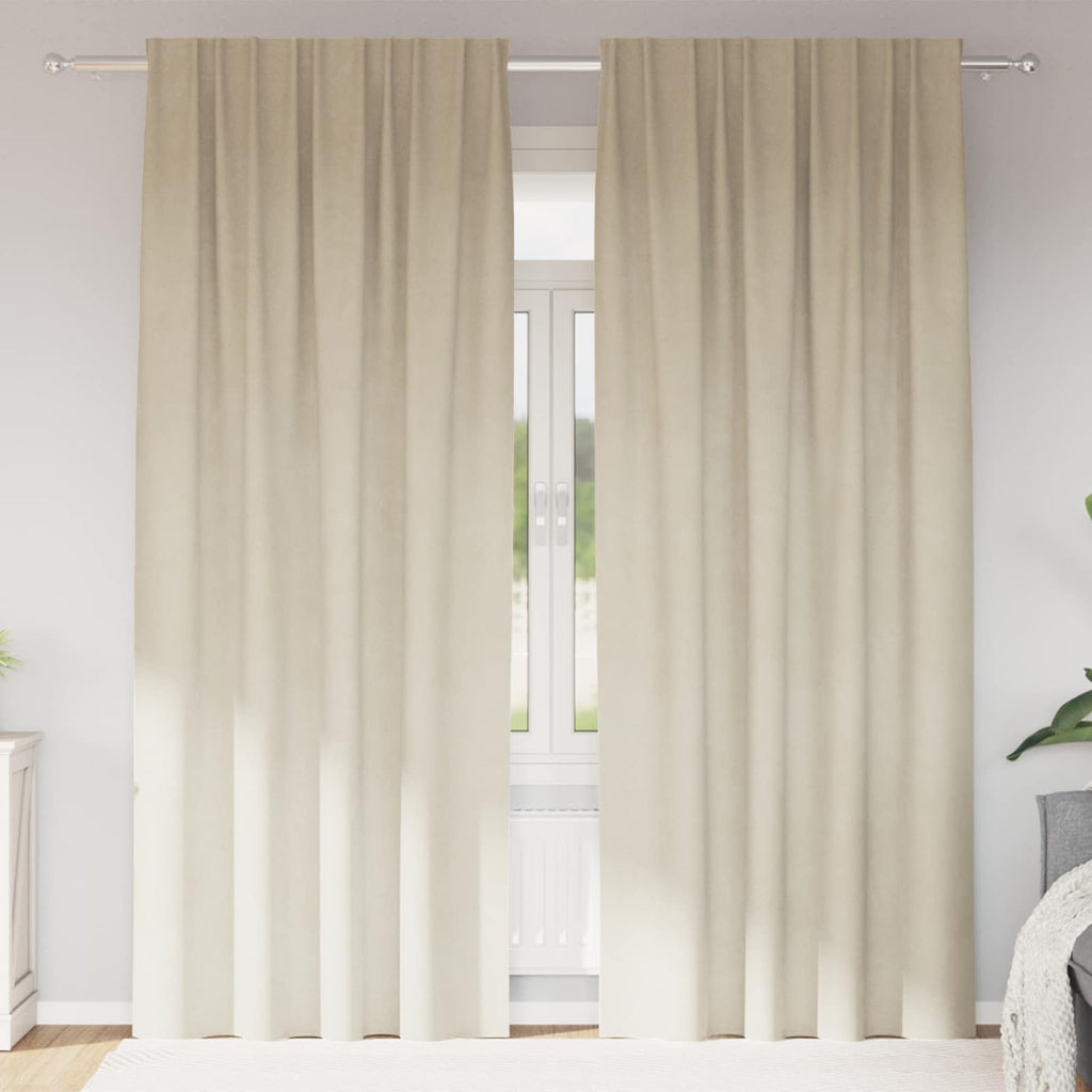 vidaXL Zasłony zaciemniające 2 pcs Kremowy 140 x 260 cm Aksamit
