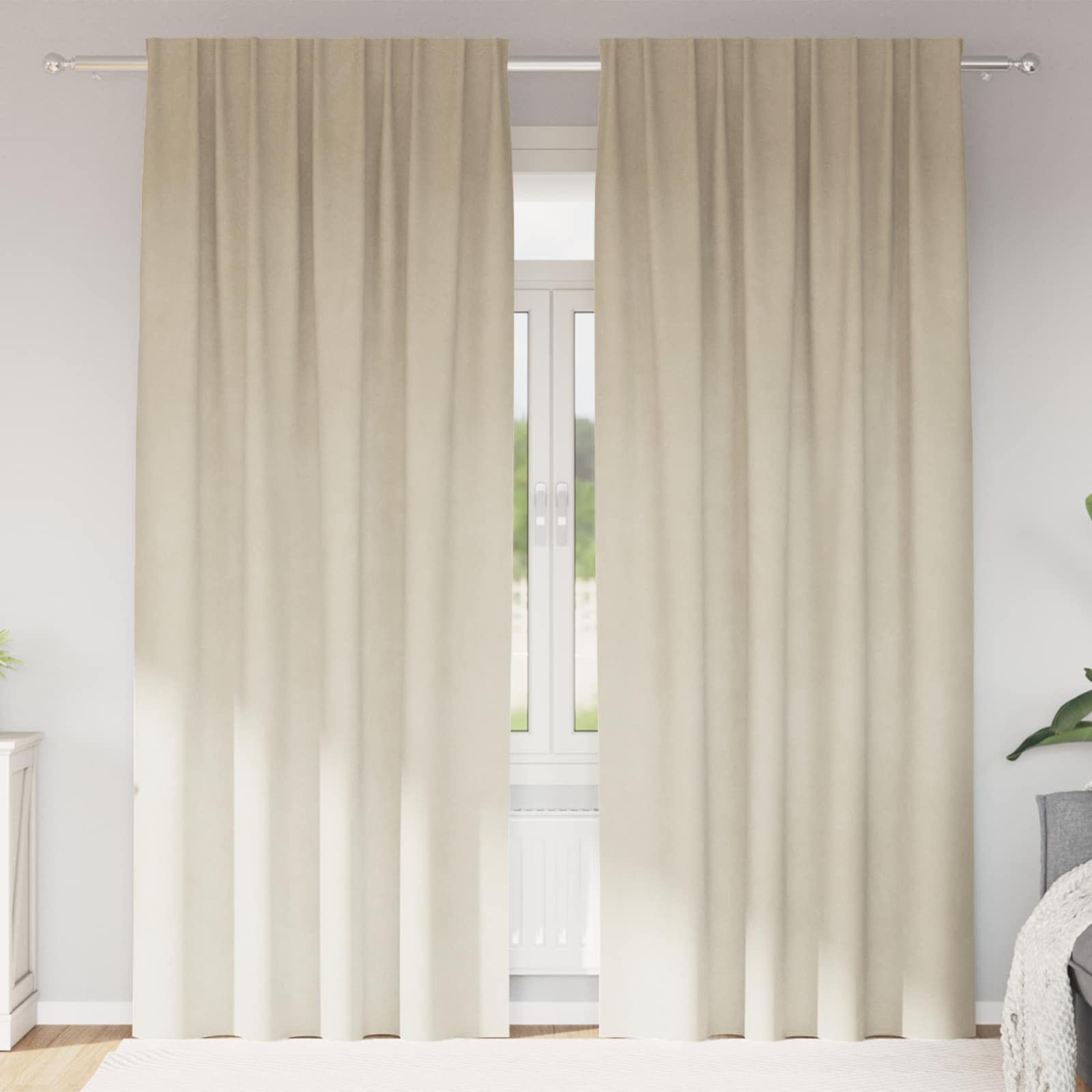 vidaXL Zasłony zaciemniające 2 pcs Kremowy 140 x 260 cm Aksamit