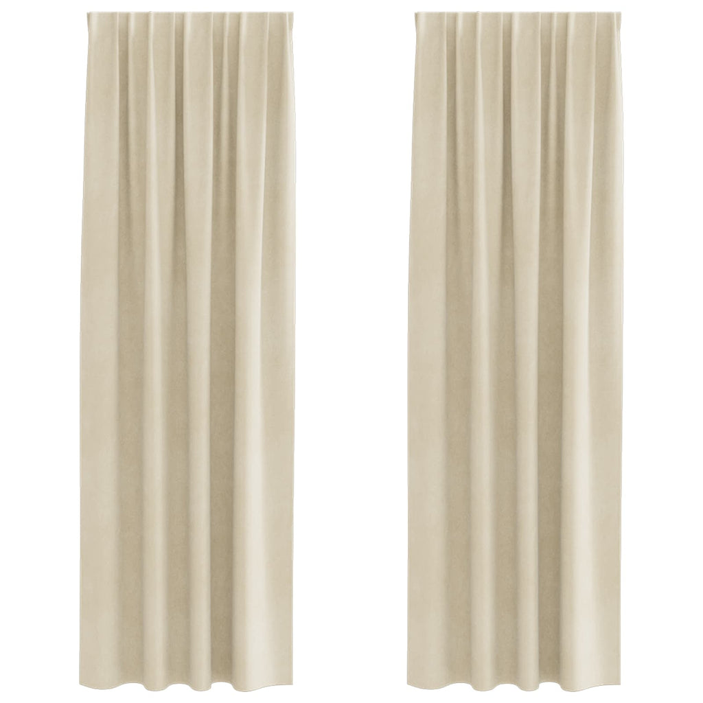 vidaXL Zasłony zaciemniające 2 pcs Kremowy 140 x 260 cm Aksamit