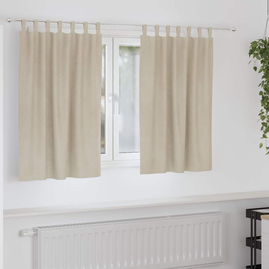 vidaXL Zasłony zaciemniające 2 pcs Kremowy 140 x 140 cm Aksamit