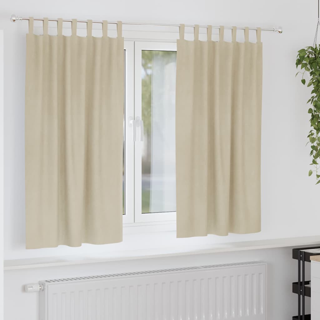 vidaXL Zasłony zaciemniające 2 pcs Kremowy 140 x 175 cm Aksamit