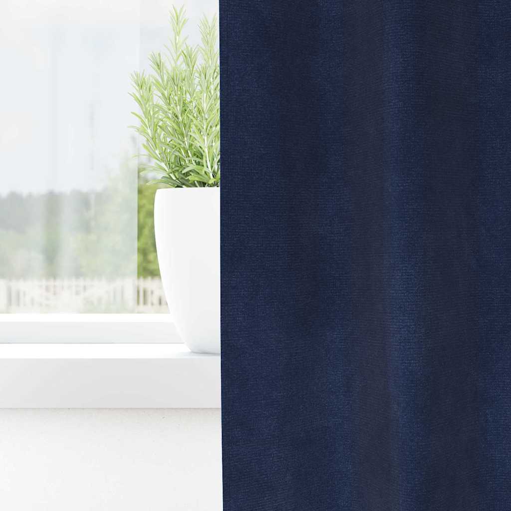 vidaXL Zasłony zaciemniające 2 pcs Ciemnoniebieski 140 x 245 cm