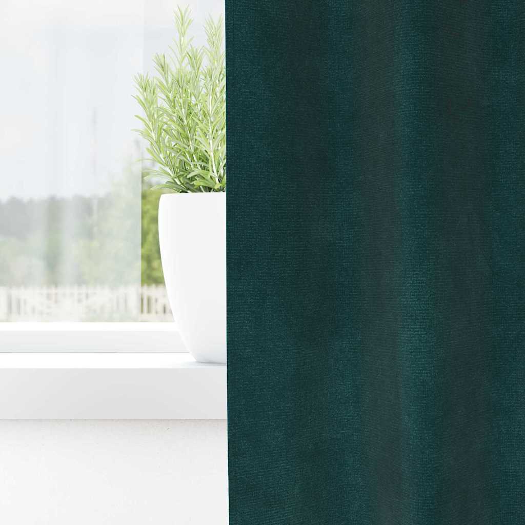 vidaXL Zasłony zaciemniające 2 pcs Ciemna zieleń 140 x 225 cm Aksamit