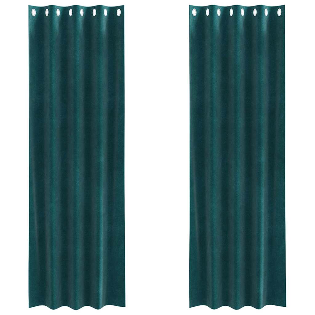 vidaXL Zasłony zaciemniające 2 pcs Ciemna zieleń 140 x 260 cm Aksamit