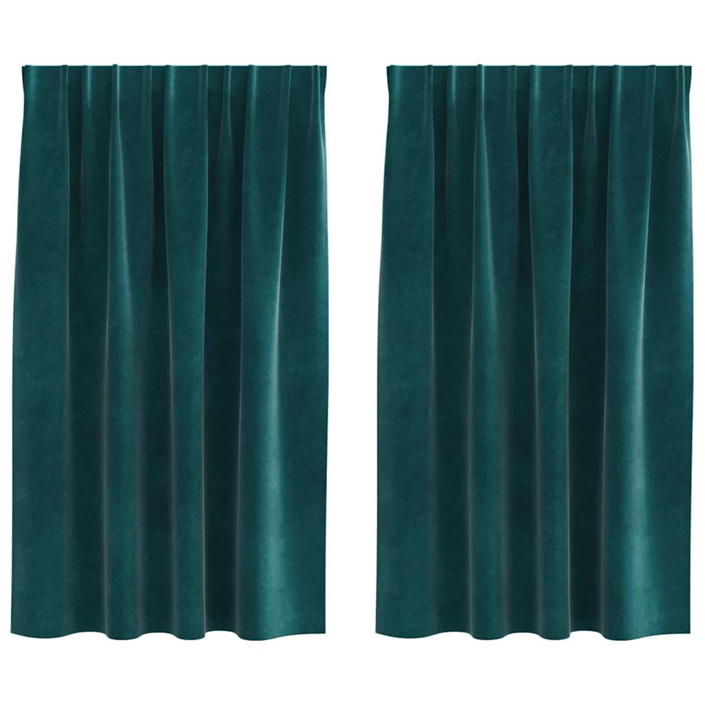 vidaXL Zasłony zaciemniające 2 pcs Ciemna zieleń 140 x 140 cm Aksamit
