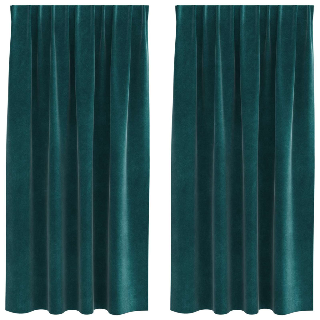 vidaXL Zasłony zaciemniające 2 pcs Ciemna zieleń 140 x 175 cm Aksamit