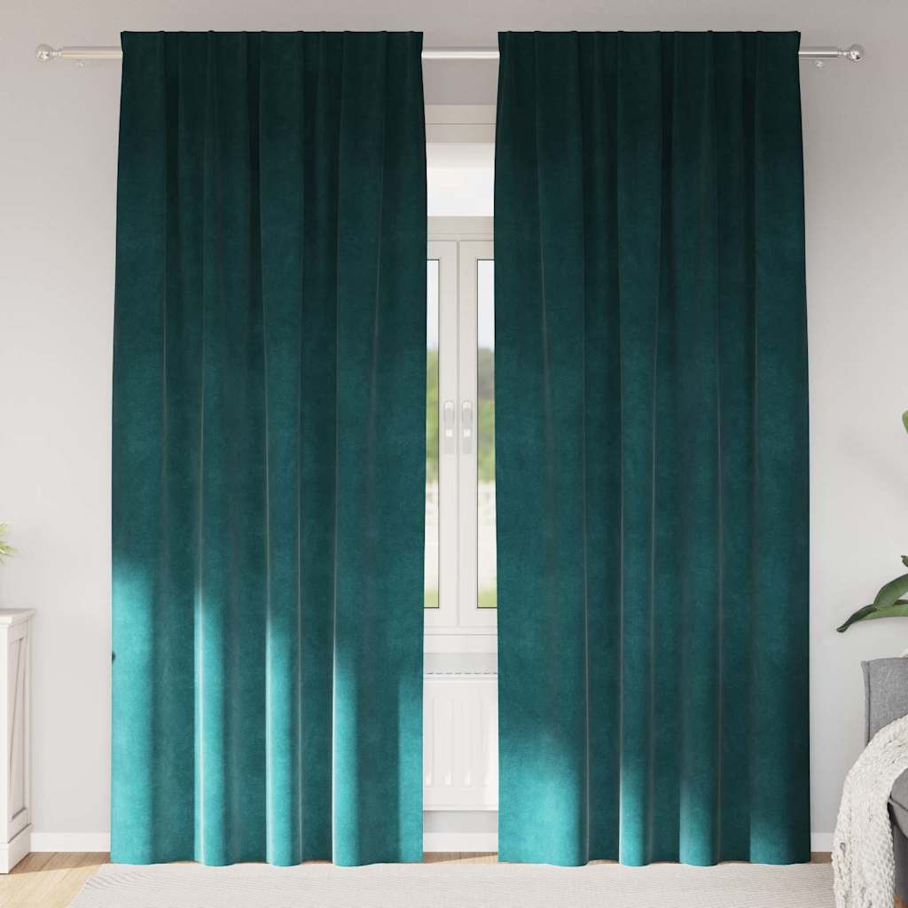 vidaXL Zasłony zaciemniające 2 pcs Ciemna zieleń 140 x 225 cm Aksamit