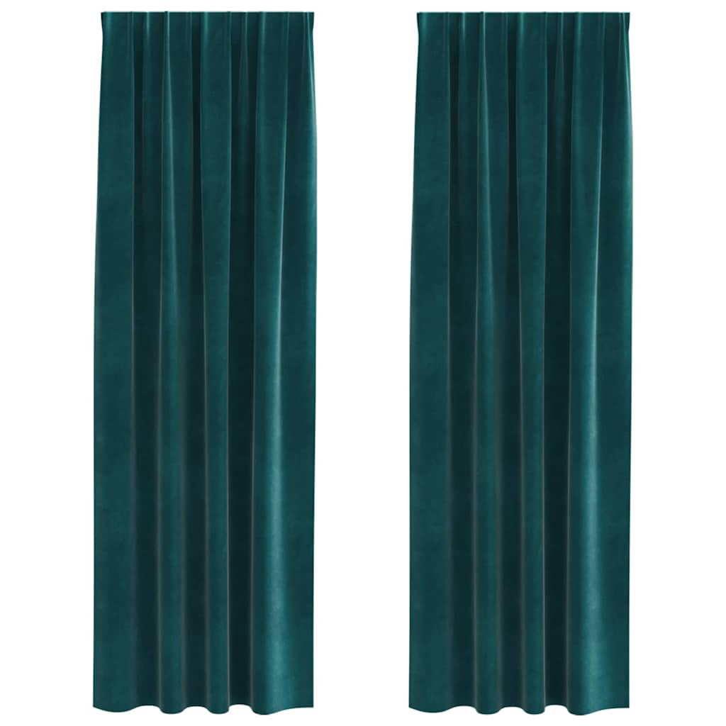 vidaXL Zasłony zaciemniające 2 pcs Ciemna zieleń 140 x 245 cm Aksamit