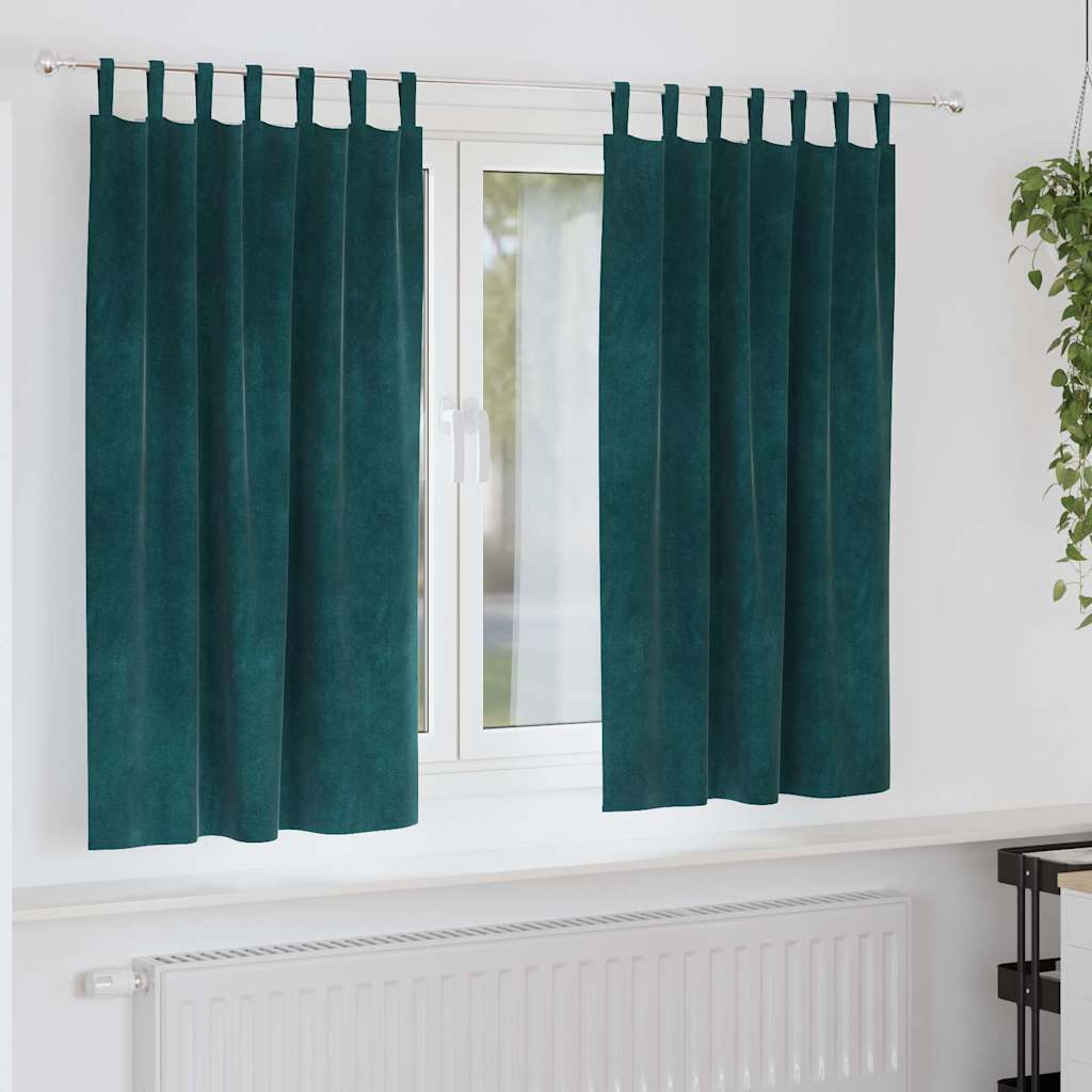 vidaXL Zasłony zaciemniające 2 pcs Ciemna zieleń 140 x 175 cm Aksamit