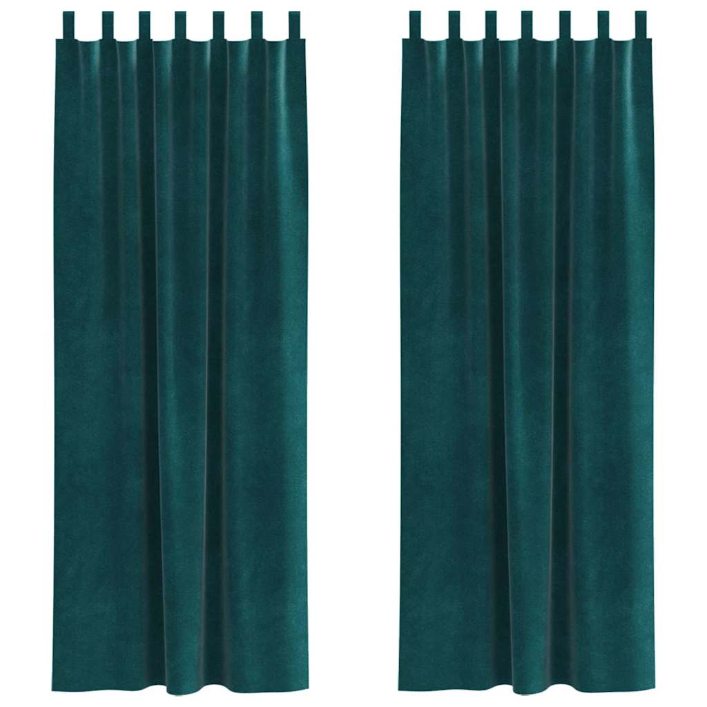 vidaXL Zasłony zaciemniające 2 pcs Ciemna zieleń 140 x 225 cm Aksamit