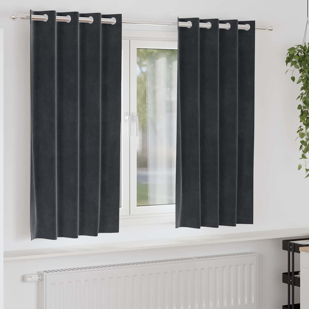 vidaXL Zasłony zaciemniające 2 pcs Ciemnoszary 140 x 175 cm Aksamit