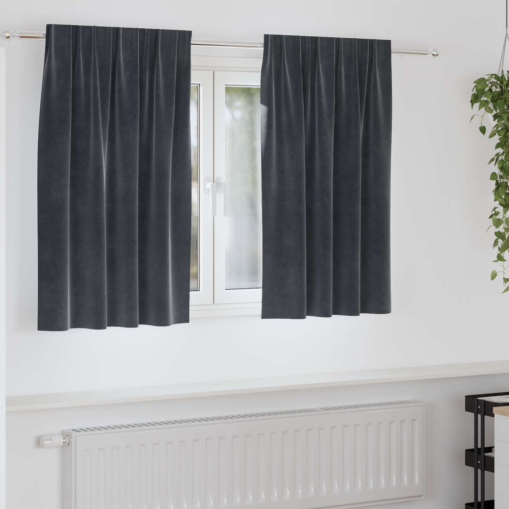 vidaXL Zasłony zaciemniające 2 pcs Ciemnoszary 140 x 140 cm Aksamit