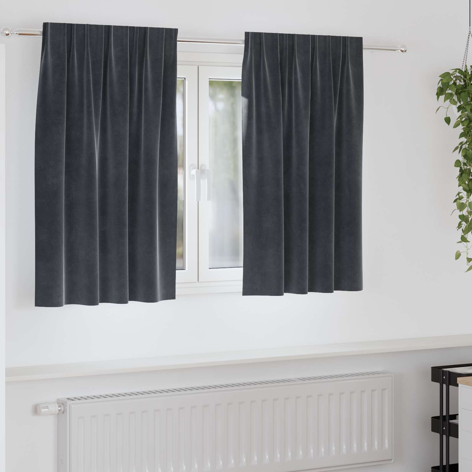 vidaXL Zasłony zaciemniające 2 pcs Ciemnoszary 140 x 140 cm Aksamit