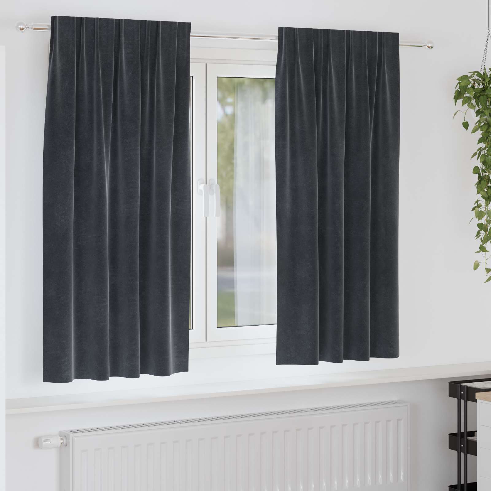 vidaXL Zasłony zaciemniające 2 pcs Ciemnoszary 140 x 175 cm Aksamit