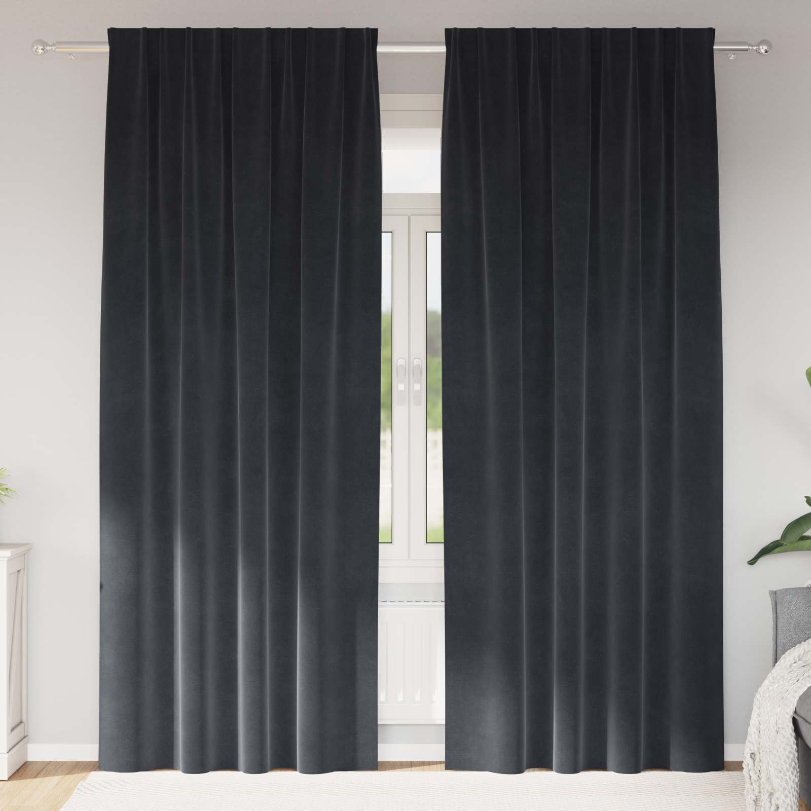 vidaXL Zasłony zaciemniające 2 pcs Ciemnoszary 140 x 225 cm Aksamit