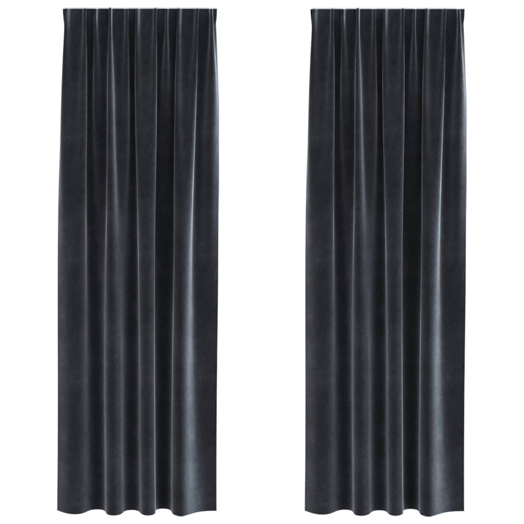 vidaXL Zasłony zaciemniające 2 pcs Ciemnoszary 140 x 260 cm Aksamit