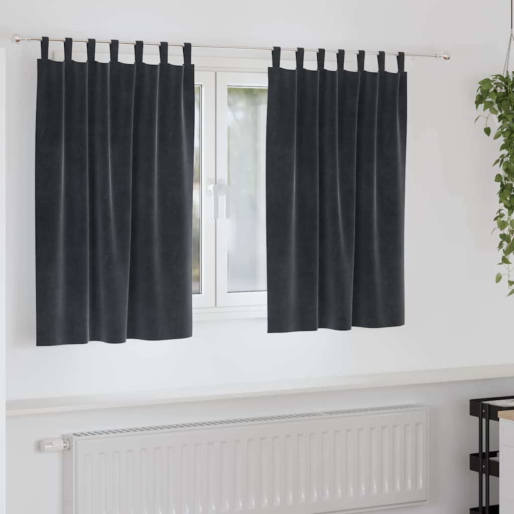 vidaXL Zasłony zaciemniające 2 pcs Ciemnoszary 140 x 140 cm Aksamit
