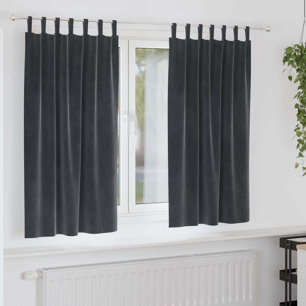 vidaXL Zasłony zaciemniające 2 pcs Ciemnoszary 140 x 175 cm Aksamit